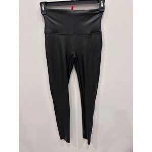 Spanx Faux Leather Leggings Black Size‎ Large L High Rise Shaping Slimming
